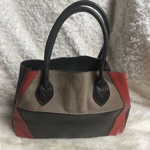 Giorgio Milano made in Italy pebble leather black, taupe & Red shoulder bag